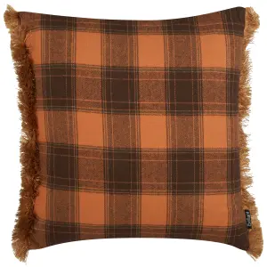 Throw Cushion BARJA 45 x 45 cm Checked Orange