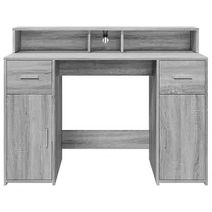 Berkfield Desk with LED Lights Grey Sonoma 120x55x91 cm Engineered Wood