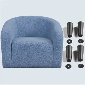 Yaheetech Blue Upholstered Boucle Club Chair Accent Barrel Chair