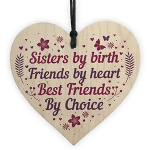 Red Ocean Handmade Sister Friendship Gift For Birthday Wooden Hanging Heart Sister Thank You Gifts Best Friend Sign