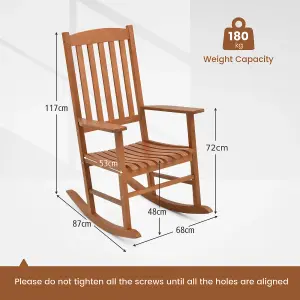 Costway Garden Rocking Chair Eucalyptus Wood Chair Patio Slatted Rocker