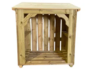 Premium Heavy Duty Wooden Log Store, Beautiful Quality Wood Store. Free engraving 110 cm No doors