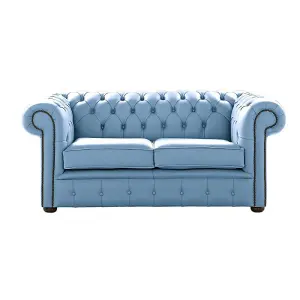 Chesterfield 2 Seater Shelly Haze Leather Sofa Settee Bespoke In Classic Style