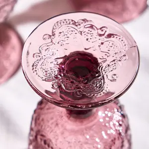 Set of 8 Luxury Bright Pink Drinking Wine Glass Wine Goblets 300ml