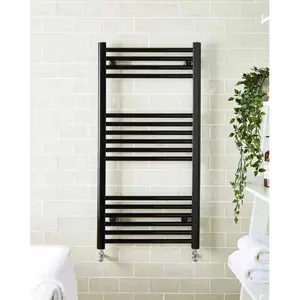 Straight Towel Rail Heated Towel Rails Black / 100cm H x 50cm W x 4cm D