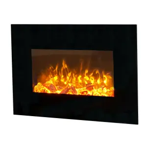 Sureflame WM-9334 Electric Wall Mounted Fire with Remote in Black, 26 Inch