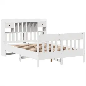 Berkfield Bed Frame without Mattress White 150x200 cm King Size Solid Wood Pine