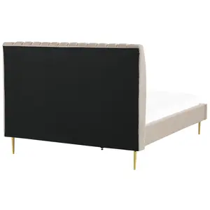 Velvet EU Double Size Bed Beige MARVILLE