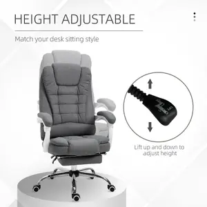 Vinsetto Office Chair Computer Swivel Rolling Task Recliner for Home with Retractable Footrest, Arm, Grey