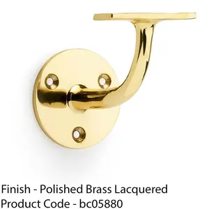 Heavy Duty Stair Handrail Bannister Bracket Arm Polished Brass 82mm Proj Holder