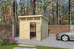 Lasita Osland Kibo 3 Storage Shed with Skylight - 2.5m x 2.5m - 28mm Wall Logs