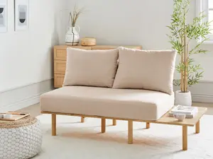 2 Seater Boucle Sofa with Table Beige SALO