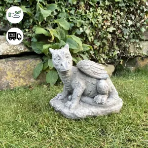 Stone Cast 'Dozing Dragon' Small Outdoor Ornament