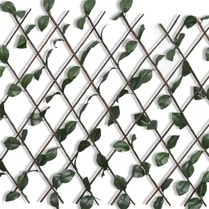 Berkfield Willow Trellis Fence 5 pcs with Artificial Leaves 180x90 cm