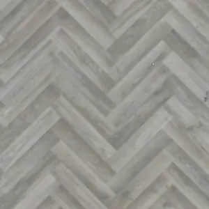 Grey Herringbone Wood Effect Vinyl Flooring For LivingRoom, Kitchen, 2mm Cushion Backed Vinyl Sheet-2m(6'6") X 3m(9'9")-6m²