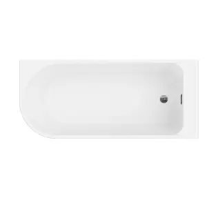 GoodHome Gloss White Back to wall Acrylic J-shaped Right-hand Bath (L)1700mm (W)750mm