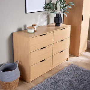 Home Source Phoenix Chest 6 Drawers Oak