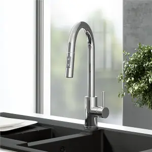 Liquida CT452CH Single Lever Pull Out Mono Mixer Chrome Kitchen Mixer Tap