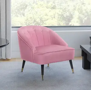 Velvet Pink Slipper Bedroom Accent Chair