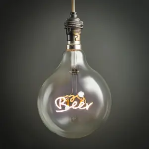 ValueLights Vintage Style 2w LED BC B22 Bayonet Cap Word Script Design Clear Light Bulb