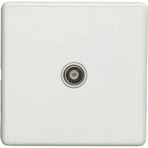 1 Gang Single TV Coaxial Aerial Socket SCREWLESS MATT WHITE Female Wall Plate