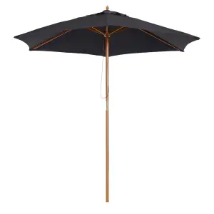 Outsunny 2.5m Wood Garden Parasol Sun Shade Patio Outdoor Wooden Umbrella Canopy