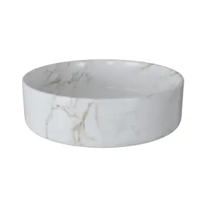 Cheriton White Marble effect Round Counter top Basin (W)35.5cm