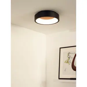 Lucide Talowe Led Modern Flush Ceiling Light 30cm - LED Dim. - 1x20W 3000K - Black