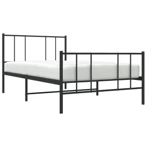 Berkfield Metal Bed Frame with Headboard and Footboard Black 75x190 cm 2FT6 Small Single