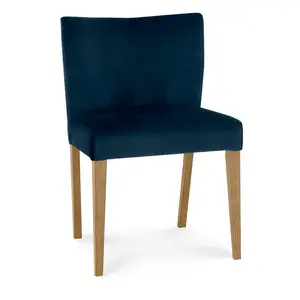 Caserta Upholstered Dining Chair (Set of 2) Dark Blue / Dark Oak