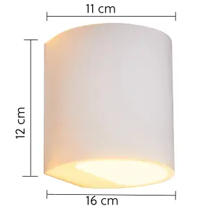 Ceramic Cylinder Wall Light, Up/Down White Paintable G9 socket (NO BULB)