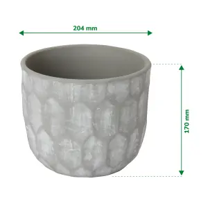 Verve TEST Grey Honeycomb Clay Plant pot (Dia) 20.4cm, (H)17cm, 3.8L