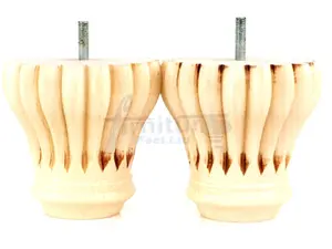 SET OF 4 REPLACEMENT FURNITURE BUN FEET NATURAL TURNED WOODEN LEGS 110mm HIGH M10 (10mm)