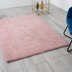 A.Unique Home Rome Sparkle Shaggy Living Room Bedroom Rug 110cm x 150cm - Ultra-Soft 1050gsm - 2.5cm Low Pile Shaggy  - Blush Pink