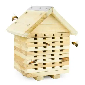 KCT Wooden Garden Bee House Natural Solitary Hive Insect Shelter Bug Hotel Nest Habitat