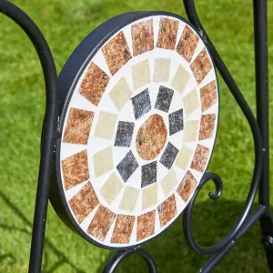 Home Source Sunflower Mosaic Pair of Outdoor Chairs Orange Outdoor Conservatory Folding Metal Patio Bistro Seats