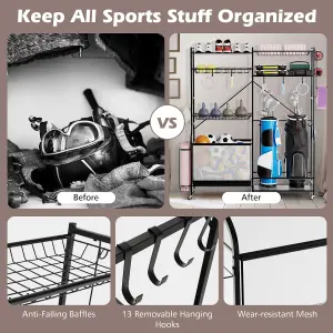 Costway Sports Equipment Organizer Metal Ball Storage Rack Golf Bag Holder