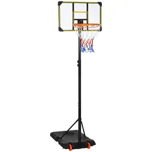 SPORTNOW Adjustable Basketball Hoop and Stand w/ Wheels, 1.8-2.1m, Yellow