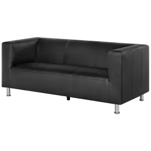 3 Seater Faux Leather Sofa Black FLORO