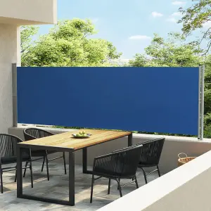 Berkfield Patio Retractable Side Awning 140x600 cm Blue