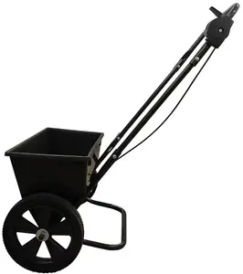 Black Salt/Seed/Fertiliser Drop Spreader With 30kg Capacity, Rock Salt Spreader With Cable Controlled Flow, No Motors/Batteries