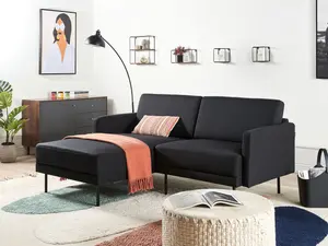 Right-Hand Corner Sofa BREDA Black 2 Seater Right Hand