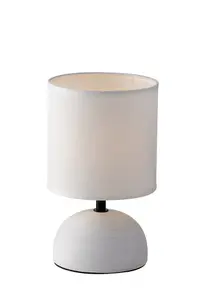 Luminosa Furore Ceramic Table Lamp With Fabric Shade, White, E27