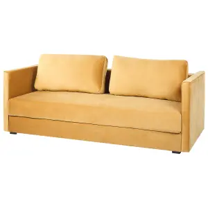 Beliani Modern Sofa Bed EKSJO Mustard Velvet