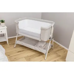 Snoozie Folding Travel Cot with Mattress Light Grey