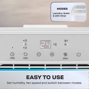 Daewoo 280W 12L Dehumidifier w Digital Display Laundry Mode Anti Damp Mould 24m²