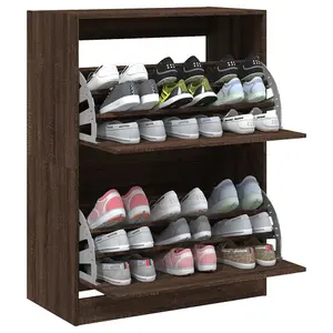 Berkfield Shoe Cabinet with 2 Flip-Drawers Brown Oak 80x42x108 cm