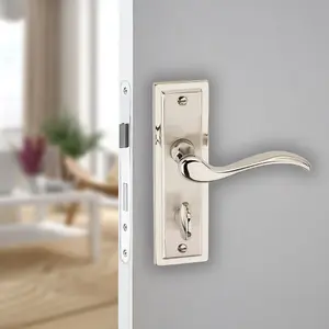 URBNLIVING 158mm Length 8 Pcs Porto Metal & Satin Nickel Lever Latch Bathroom Door Handle Set