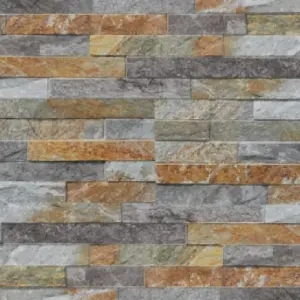 Splitface Multicolour patterned stone cladding - Mont Blanc Rugine - MyDecorativeStone - 7 Boxes, 3.1m2