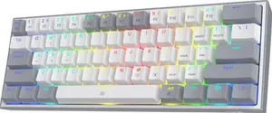 Redragon K617 60% Wired RGB Gaming Keyboard, 61 Keys Compact Mechanical Keyboard W/White & Grey Mixed-Colored Keycaps, Linear Red Switch, Pro Driver